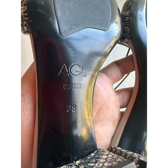 AGL  snake print  sandal with ankle strap  size 38/ Us 8 - Picture 11 of 14